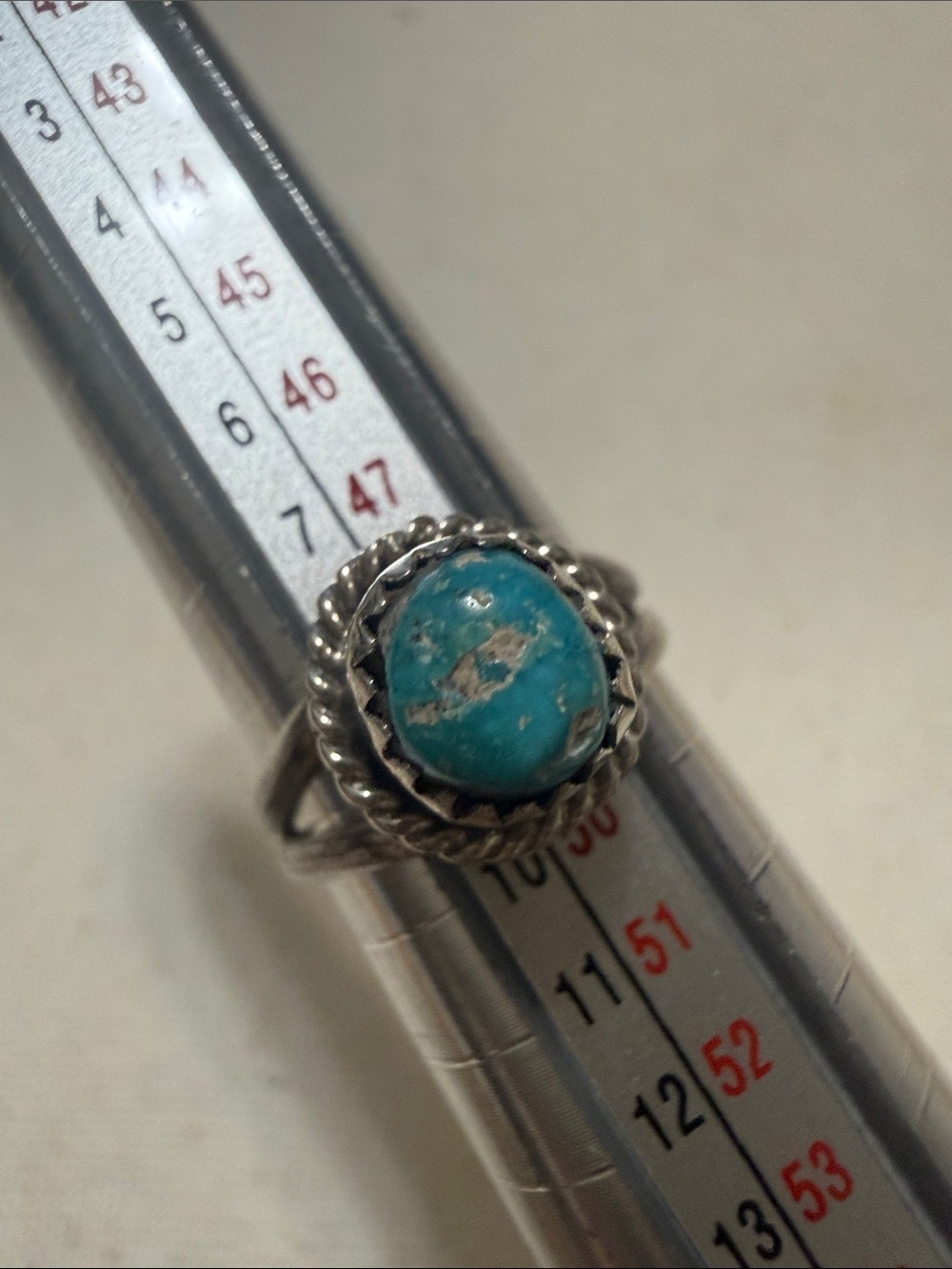Native Sterling Turquoise Cocktail Ring size 5 - Picture 3 of 9